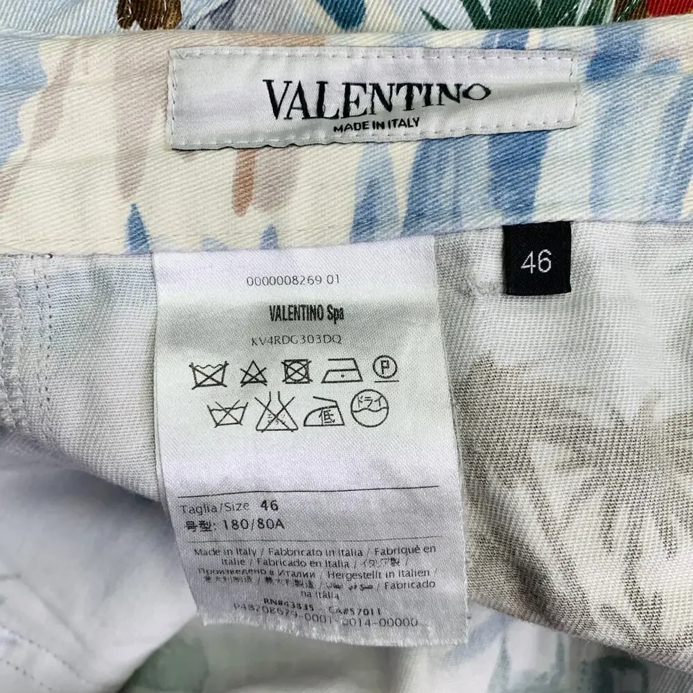 VALENTINO Size 30 Multi Color Hawaiian Tropical Cotton Twill Zip Fly Shorts